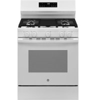 GE - 5.3 Cu. Ft. Freestanding Gas Range with Self-Clean and Steam Cleaning Option and Crisp Mode - White - Front_Zoom