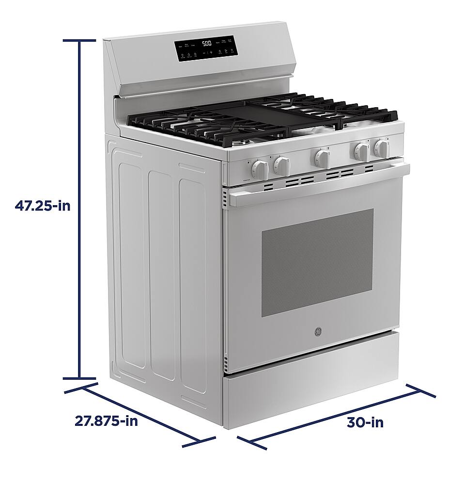 Alt View 18. GE - 5.3 Cu. Ft. Freestanding Gas Range with Self-Clean and Steam Cleaning Option and Crisp Mode - White.