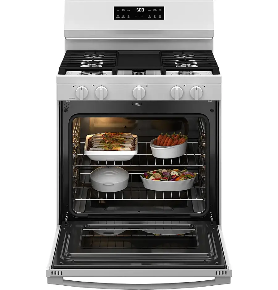 Alt View 20. GE - 5.3 Cu. Ft. Freestanding Gas Range with Self-Clean and Steam Cleaning Option and Crisp Mode - White.