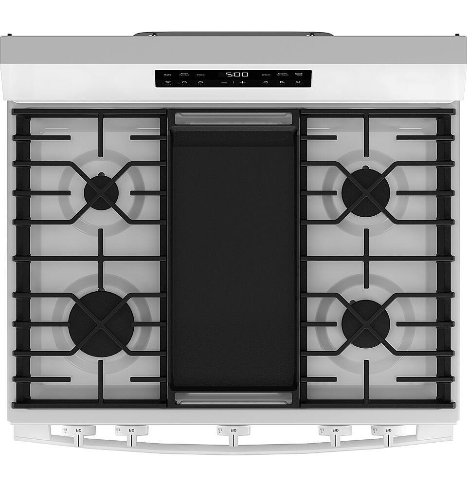 Alt View 15. GE - 5.3 Cu. Ft. Freestanding Gas Range with Self-Clean and Steam Cleaning Option and Crisp Mode - White.