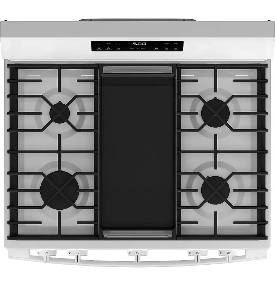 Alt View 15. GE - 5.3 Cu. Ft. Freestanding Gas Range with Self-Clean and Steam Cleaning Option and Crisp Mode - White.