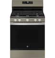 GE - 30 in. Wide 5 Burners 5.3 Cu. Ft. Freestanding Gas Range with Self-Clean and Steam Cleaning Option and Crisp Mode - Slate