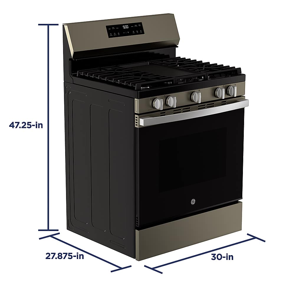 Alt View 16. GE - 5.3 Cu. Ft. Freestanding Gas Range with Self-Clean and Steam Cleaning Option and Crisp Mode - Slate.