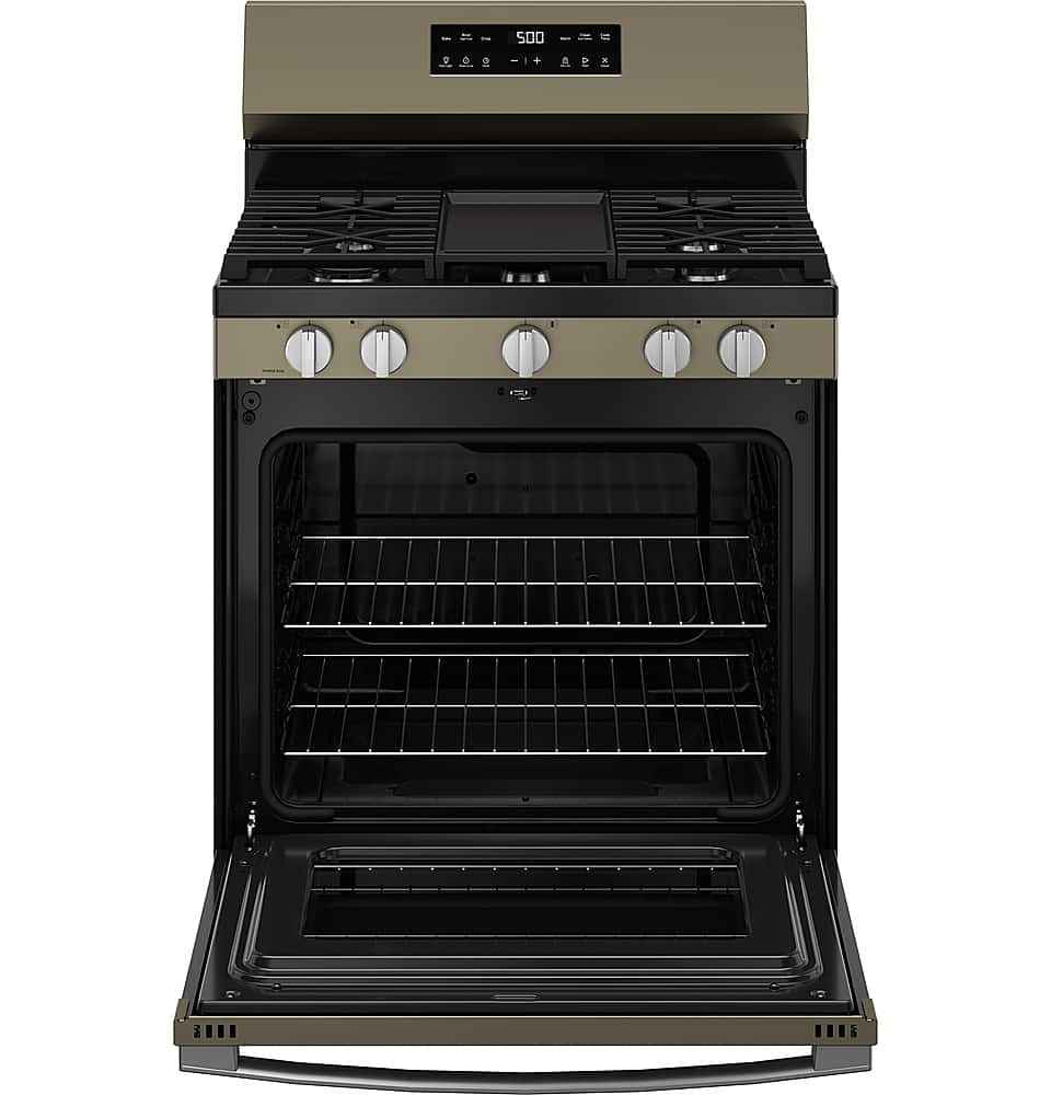 Alt View 17. GE - 5.3 Cu. Ft. Freestanding Gas Range with Self-Clean and Steam Cleaning Option and Crisp Mode - Slate.