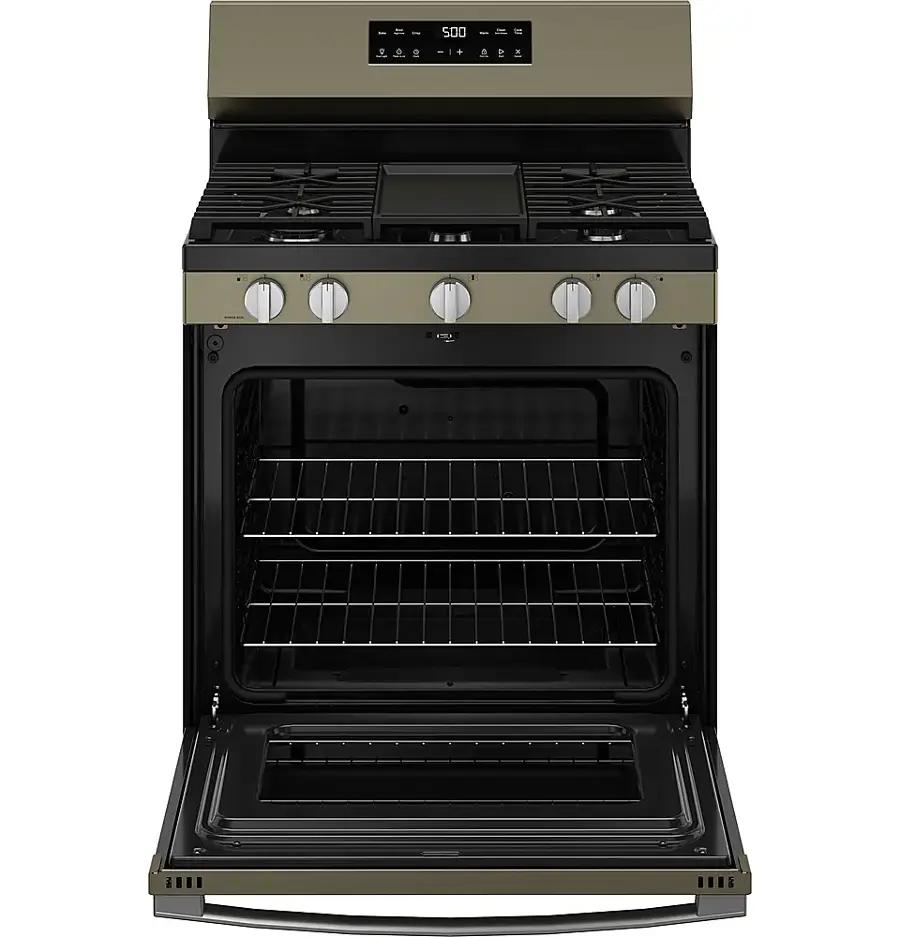 Alt View 17. GE - 5.3 Cu. Ft. Freestanding Gas Range with Self-Clean and Steam Cleaning Option and Crisp Mode - Slate.