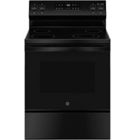 GE - 5.3 Cu. Ft. Freestanding Electric Range with Self-Clean and Steam Clean Option and Built-In Wi-Fi - Black - Front_Zoom