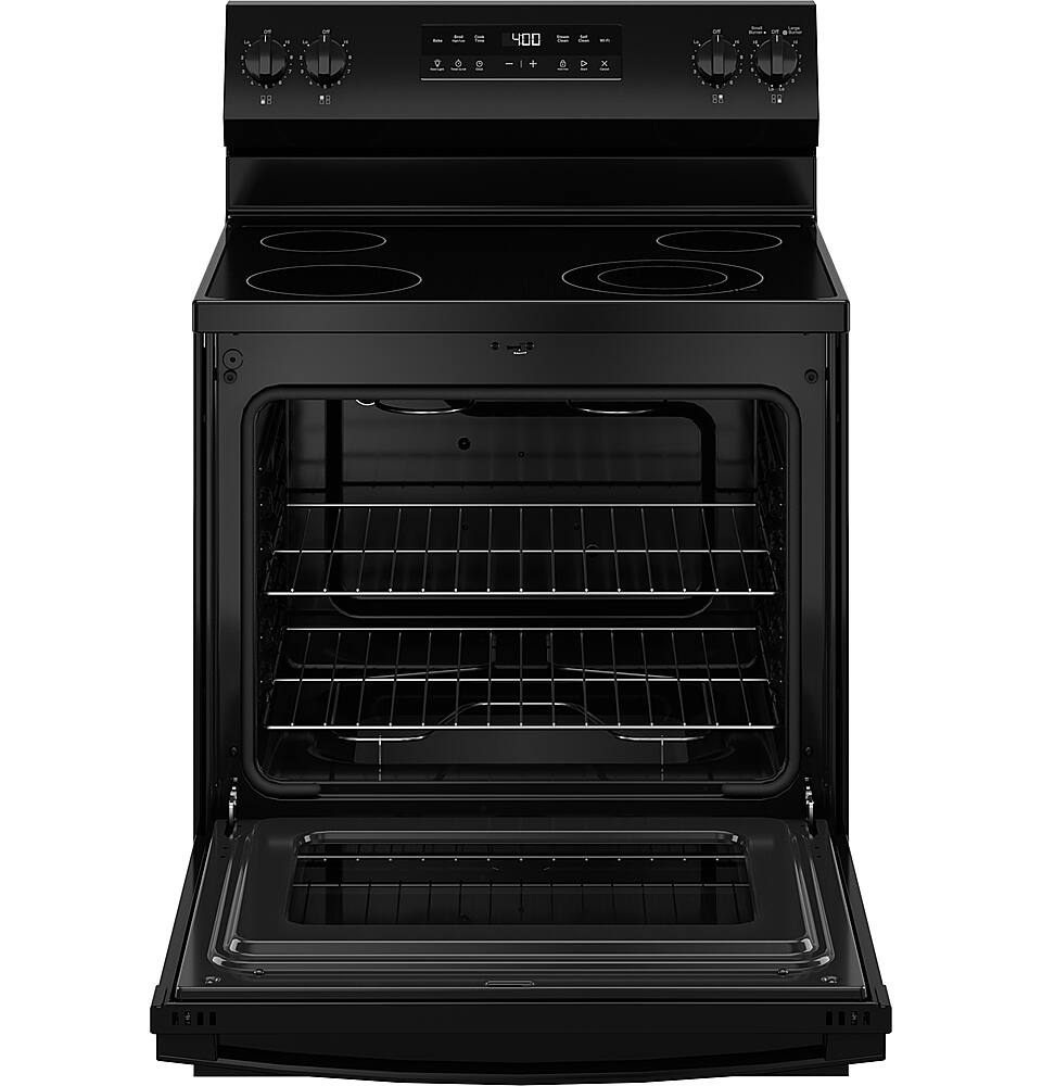 Alt View 12. GE - 5.3 Cu. Ft. Freestanding Electric Range with Self-Clean and Steam Clean Option and Built-In Wi-Fi - Black.