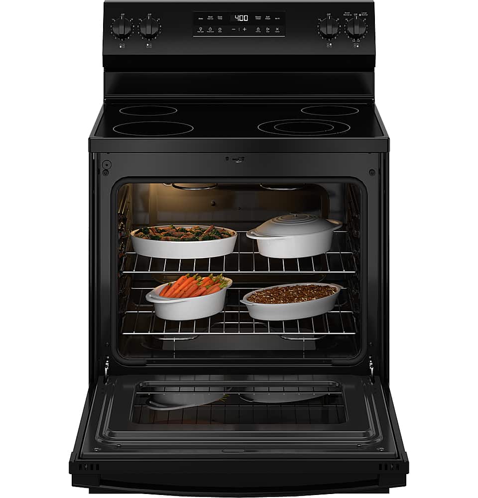 Alt View 16. GE - 5.3 Cu. Ft. Freestanding Electric Range with Self-Clean and Steam Clean Option and Built-In Wi-Fi - Black.