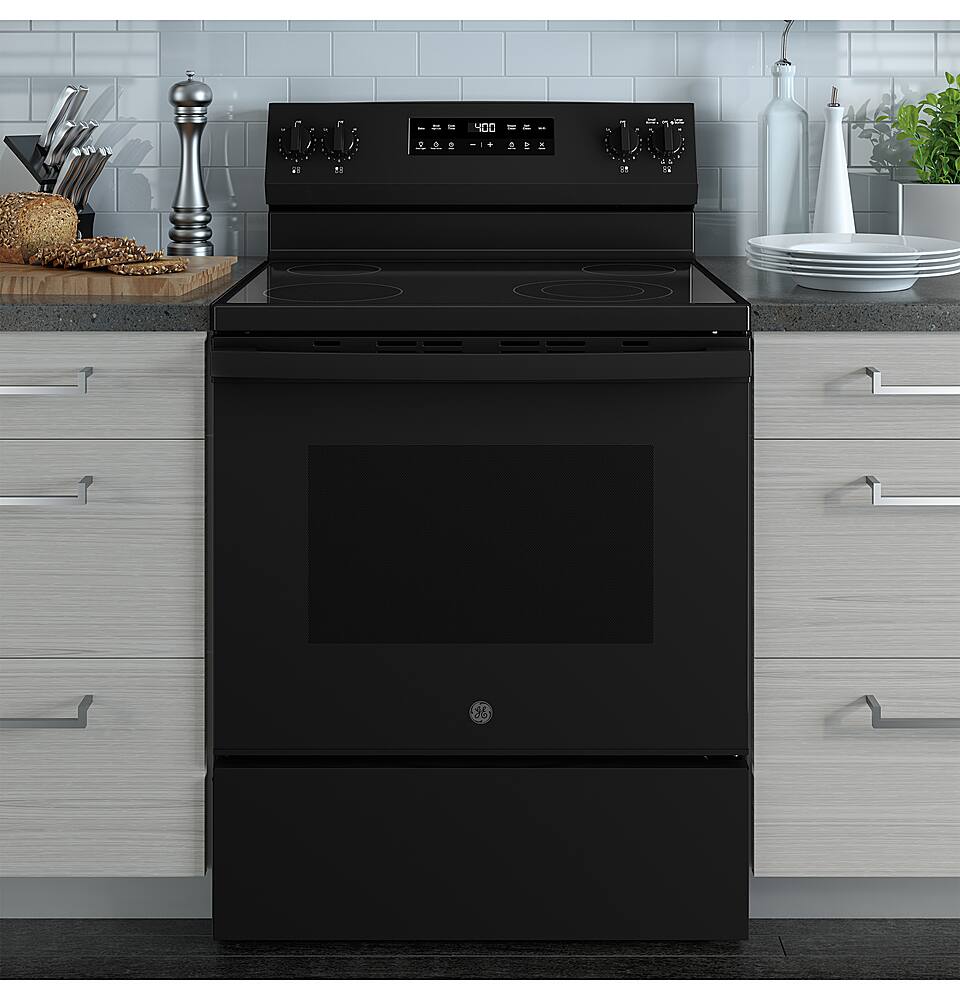 Alt View 20. GE - 5.3 Cu. Ft. Freestanding Electric Range with Self-Clean and Steam Clean Option and Built-In Wi-Fi - Black.