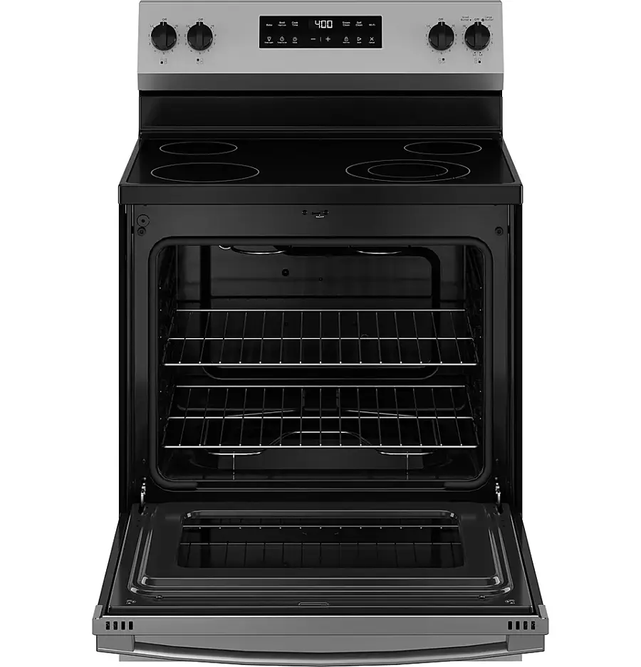 Alt View 15. GE - 5.3 Cu. Ft. Freestanding Electric Range with Self-Clean and Steam Clean Option and Built-In Wi-Fi - Stainless Steel/Black.