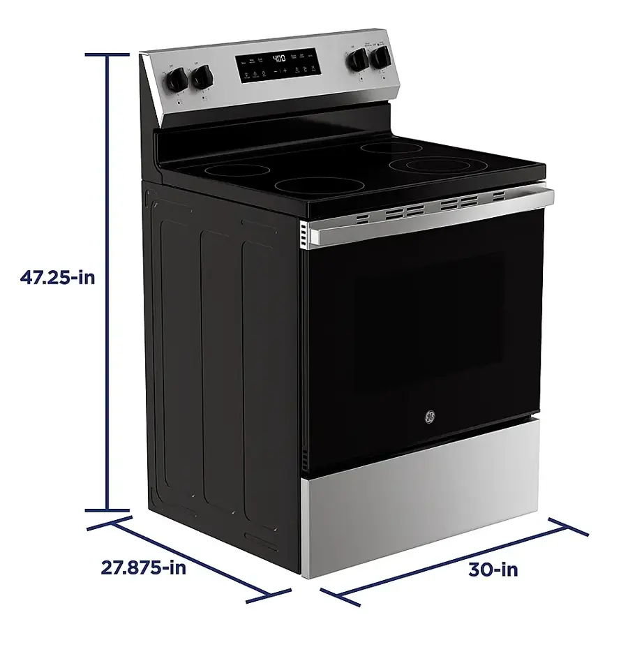 Alt View 12. GE - 5.3 Cu. Ft. Freestanding Electric Range with Self-Clean and Steam Clean Option and Built-In Wi-Fi - Stainless Steel/Black.