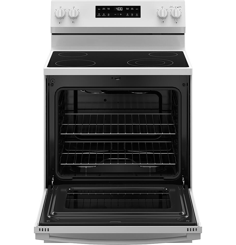 Alt View 13. GE - 5.3 Cu. Ft. Freestanding Electric Range with Self-Clean and Steam Clean Option and Built-In Wi-Fi - White.
