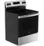 Angle. GE - 5.3 Cu. Ft. Freestanding Electric Range with Steam Cleaning and 4 Burner Radiant Cooktop - Stainless Steel/Black.