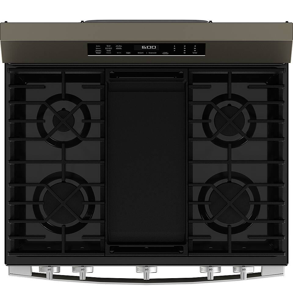 Alt View 14. GE - 5.3 Cu. Ft. Freestanding Gas Convection Range with Steam Cleaning and EasyWash Oven Tray - Slate.