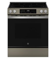 GE - 5.3 Cu. Ft. Slide-In Electric Convection Range with Steam Cleaning and EasyWash Oven Tray - Slate - Front_Zoom