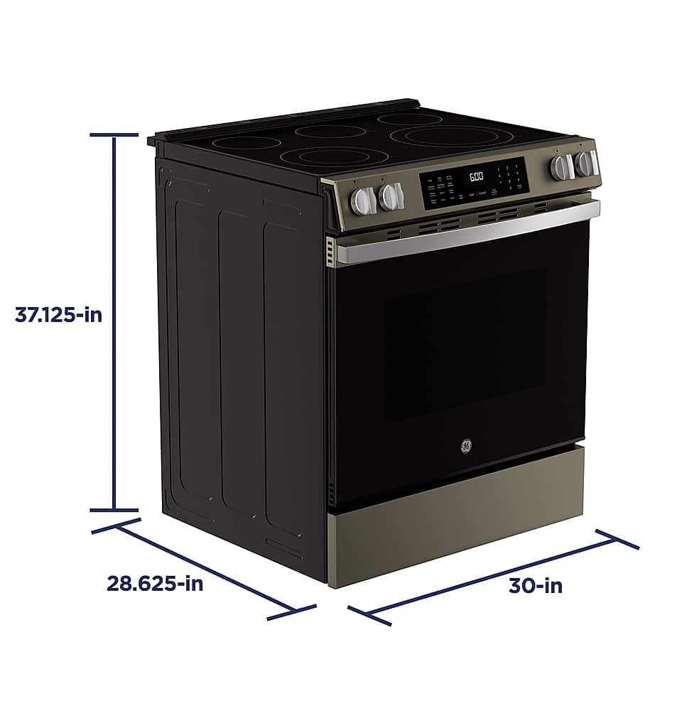 Alt View 17. GE - 5.3 Cu. Ft. Slide-In Electric Convection Range with Steam Cleaning and EasyWash Oven Tray - Slate.