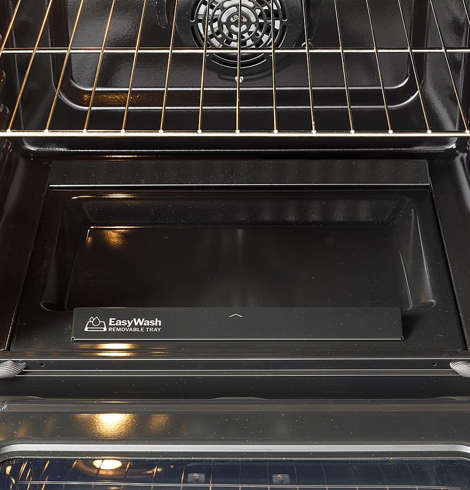 Alt View 21. GE - 5.3 Cu. Ft. Slide-In Electric Convection Range with Steam Cleaning and EasyWash Oven Tray - Slate.