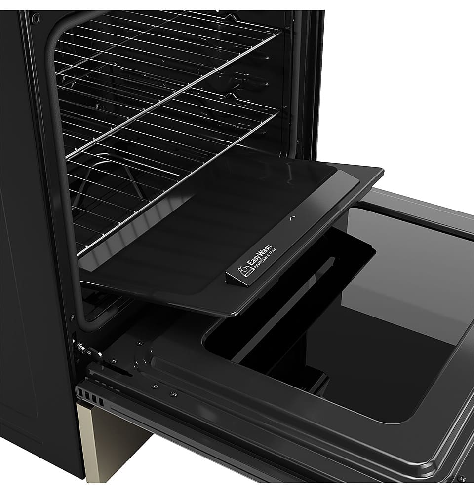 Alt View 22. GE - 5.3 Cu. Ft. Slide-In Electric Convection Range with Steam Cleaning and EasyWash Oven Tray - Slate.