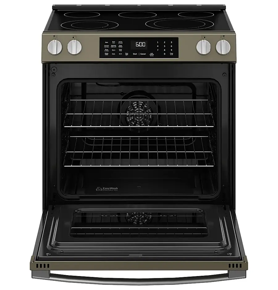 Alt View 24. GE - 5.3 Cu. Ft. Slide-In Electric Convection Range with Steam Cleaning and EasyWash Oven Tray - Slate.
