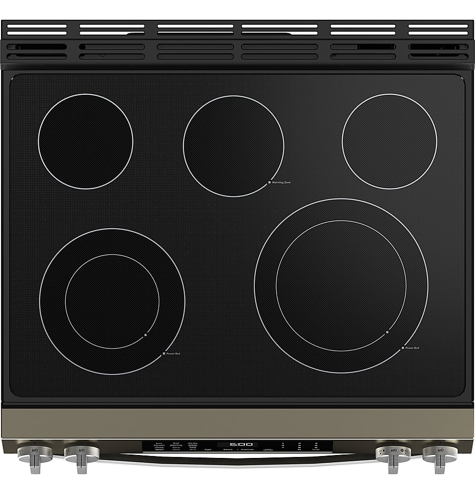 Alt View 15. GE - 5.3 Cu. Ft. Slide-In Electric Convection Range with Steam Cleaning and EasyWash Oven Tray - Slate.