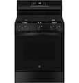 GE - 30 in. Wide 5 Burners 5.3 Cu. Ft. Freestanding Gas Convection Range with Steam Cleaning and EasyWash Oven Tray - Black