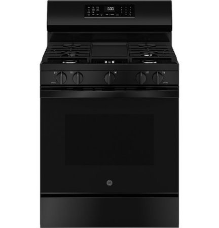 GE - 5.3 Cu. Ft. Freestanding Gas Convection Range with Steam Cleaning and EasyWash Oven Tray - Black
