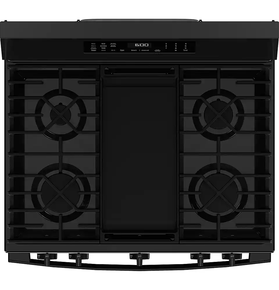 Alt View 14. GE - 5.3 Cu. Ft. Freestanding Gas Convection Range with Steam Cleaning and EasyWash Oven Tray - Black.