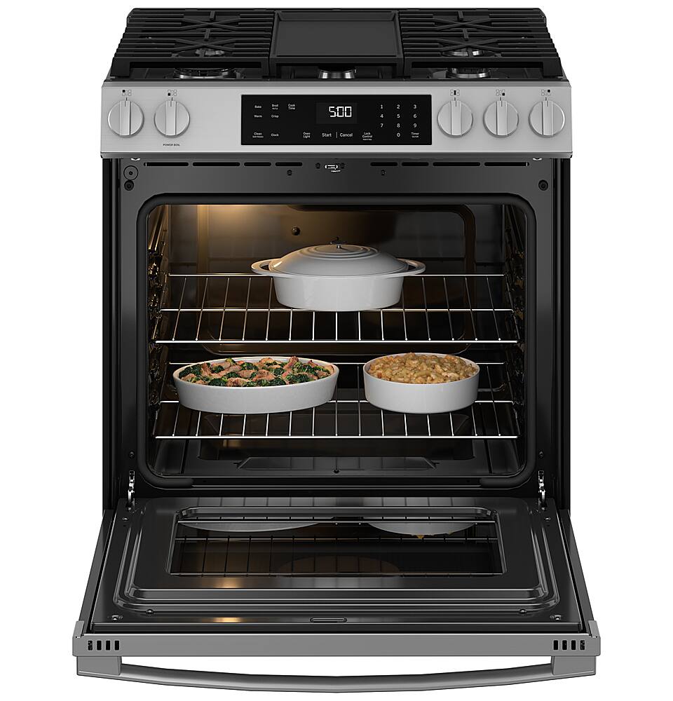 Alt View 18. GE - 5.3 Cu. Ft. Slide In Gas Range with Self-Clean and Steam Clean Option and Crisp Mode - Stainless Steel.