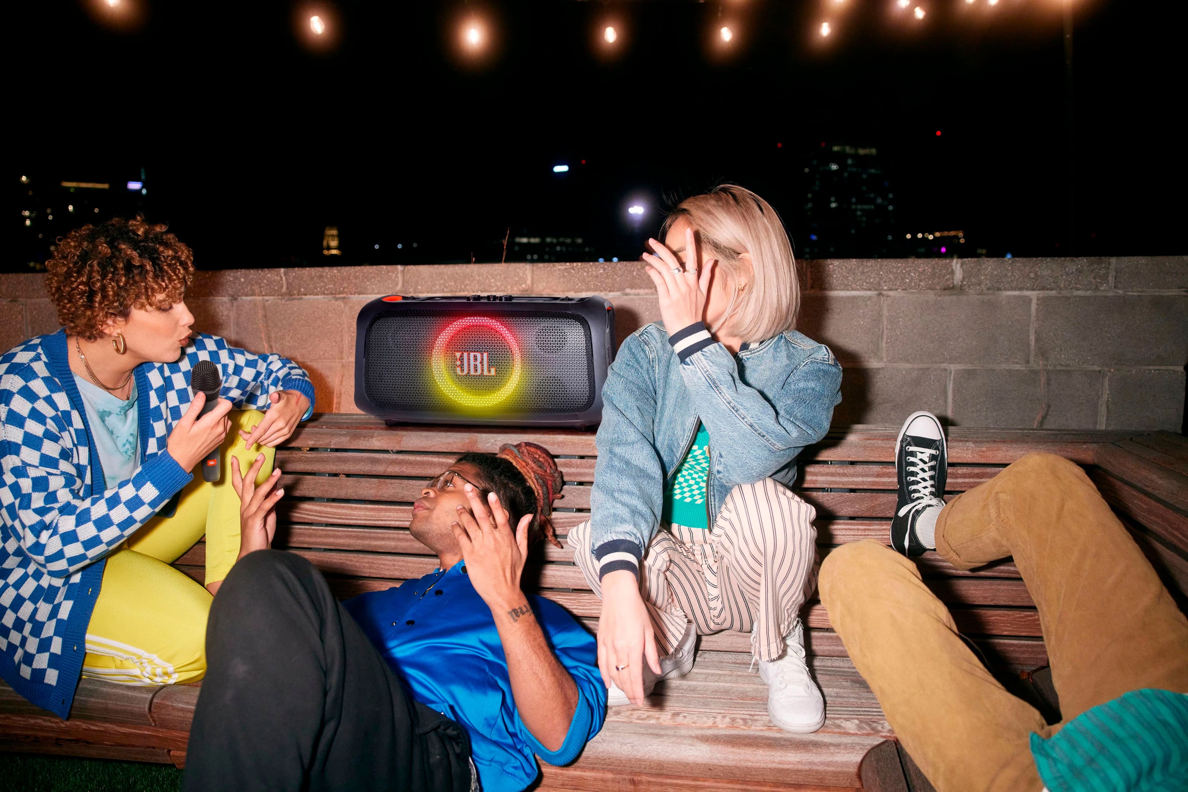 Alt View 28. JBL - PartyBox On-The-Go Essential Portable Wireless Party Speaker with Wireless Microphone - Black.