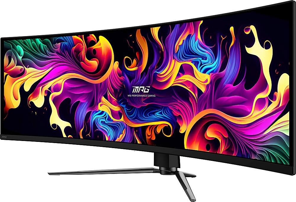 Left. MSI - MPG 491CQP QD-OLED 49" 5120x1440 (DQHD) Curved OLED Quantum Dot Monitor 144Hz 0.03ms(GTG) HDR400 Type-C DisplayPort HDMI - Black.