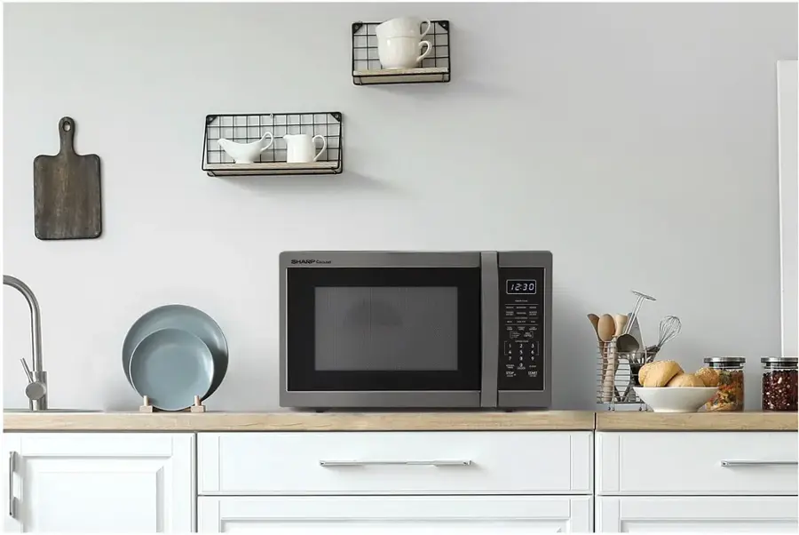 Alt View 12. Sharp - Sharp - 1.4 cu. ft. 1100W Countertop Microwave - Black Stainless - Black Stainless Steel.