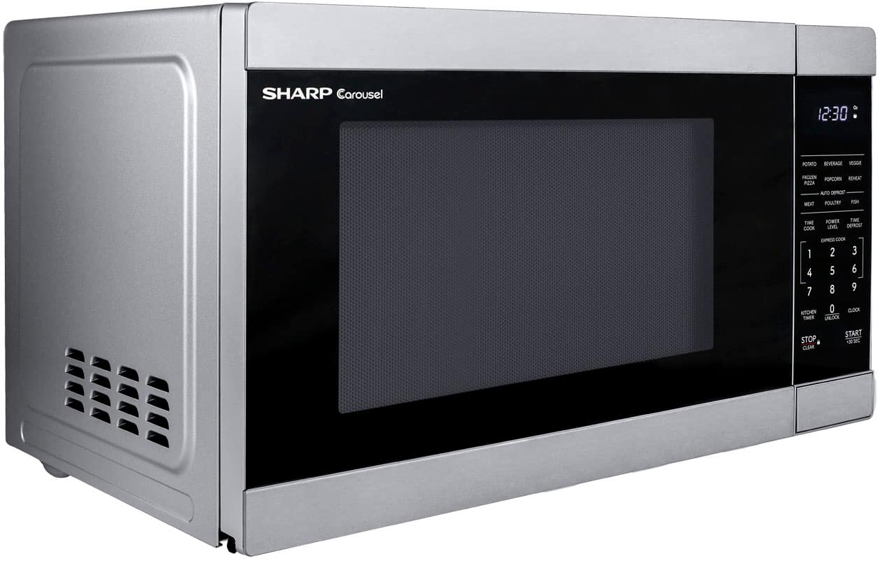 Angle. Sharp - Sharp - 1.1 cu. ft. 1000W Countertop Microwave - Stainless - Stainless Steel.