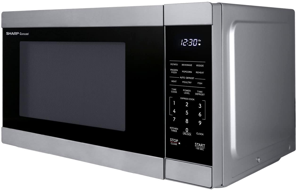 Left. Sharp - Sharp - 1.1 cu. ft. 1000W Countertop Microwave - Stainless - Stainless Steel.
