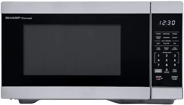 Front. Sharp - Sharp 1.1 cu. ft. 1000W Smart Countertop Microwave Works with Alexa - Stainless - Stainless Steel.