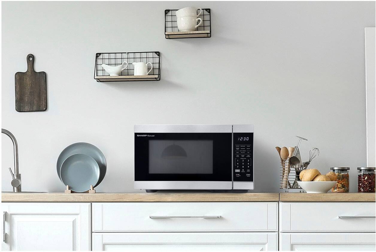 Alt View 12. Sharp - Sharp 1.1 cu. ft. 1000W Smart Countertop Microwave Works with Alexa - Stainless - Stainless Steel.