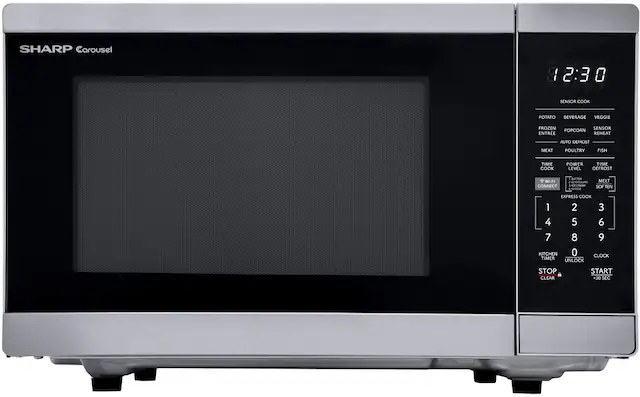 Front. Sharp - Sharp 1.4 cu. ft. 1100W Smart Countertop Microwave with Inverter Cooking and Works with Alexa - Stainless - Stainless Steel.