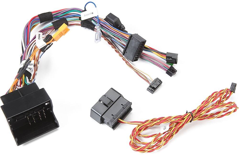 Front. Maestro - Maestro VW1 Installation T-Harness for Select Volkswagen and Audi Models 2002-2016 with Head Unit Connectors - Black.