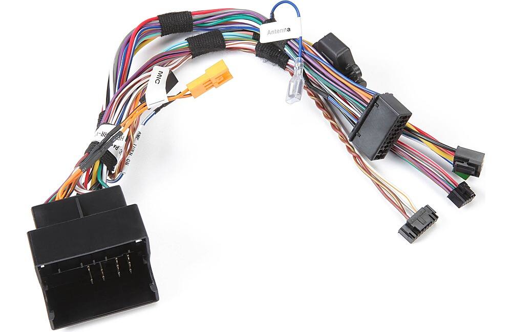 Left. Maestro - Maestro VW1 Installation T-Harness for Select Volkswagen and Audi Models 2002-2016 with Head Unit Connectors - Black.