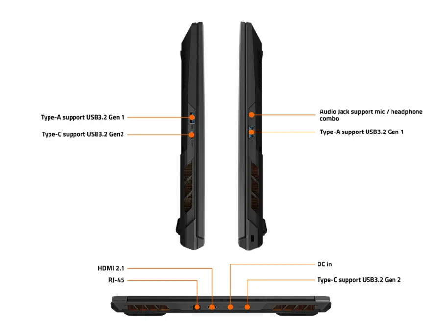 Alt View 15. GIGABYTE - 16" 165Hz Gaming Laptop IPS - Intel i7-13650HX with 32GB RAM - NVIDIA GeForce RTX 4060 - 1TB SSD - Black.