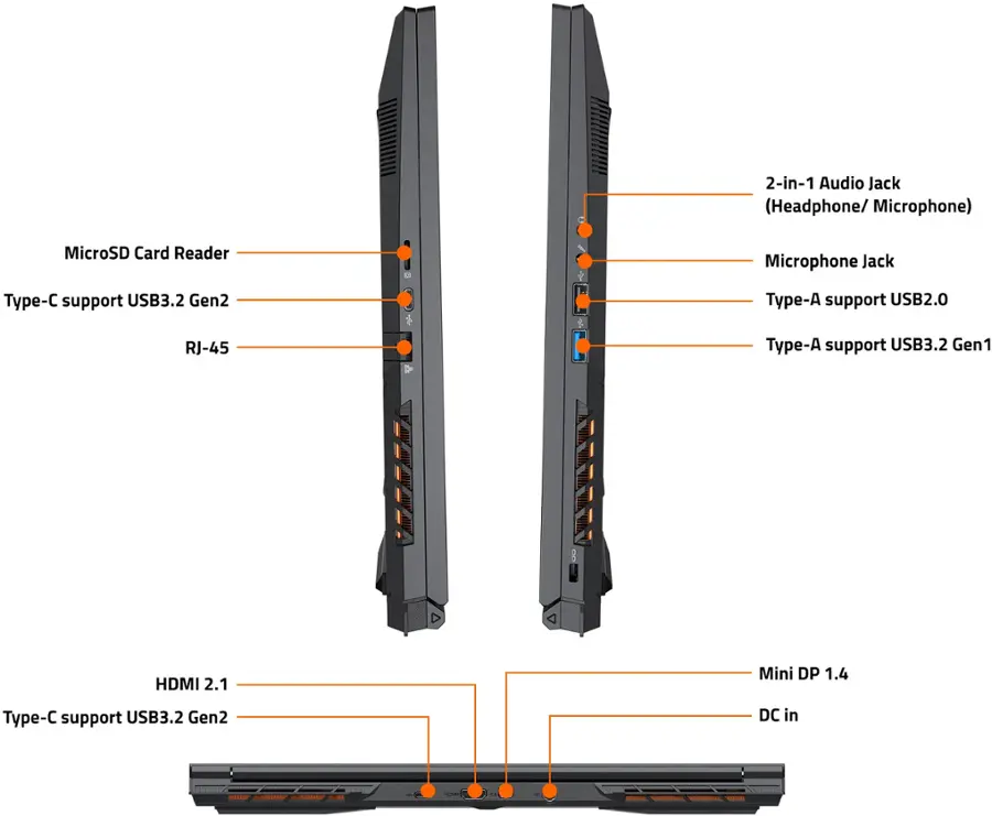 Alt View 14. GIGABYTE - 16" 165Hz Gaming Laptop IPS - Intel i7-13620H with 32GB RAM - NVIDIA GeForce RTX 4060 - 1TB SSD - Black.