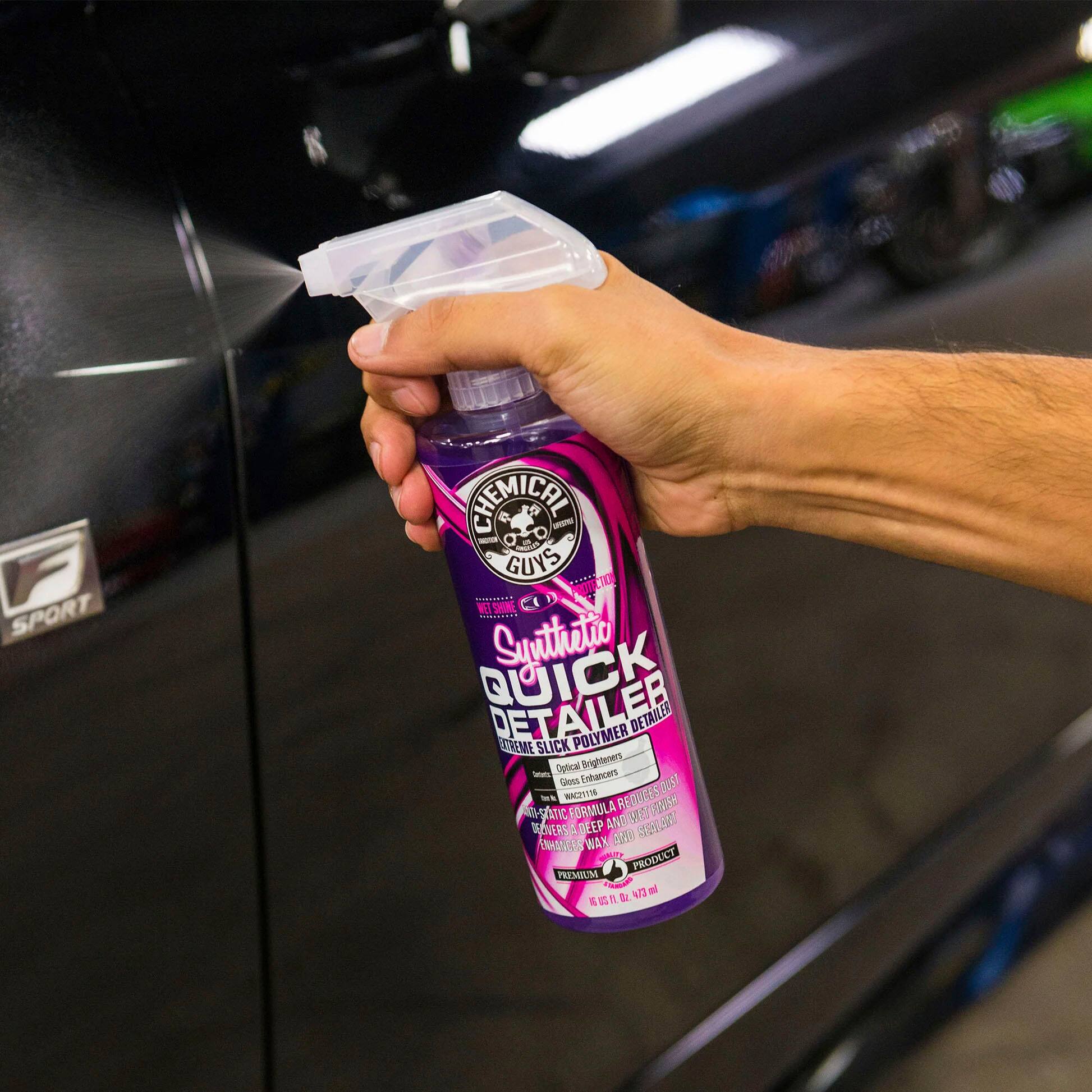 The text on the image reads: "Sport Chemical - Quick Detailer - Extreme Slick Polymer Detailing Enhancer - Deep and Enhanced Wax - 4 in 1 Formula - Requires Easy Application - Permanent Formula - 4 oz."