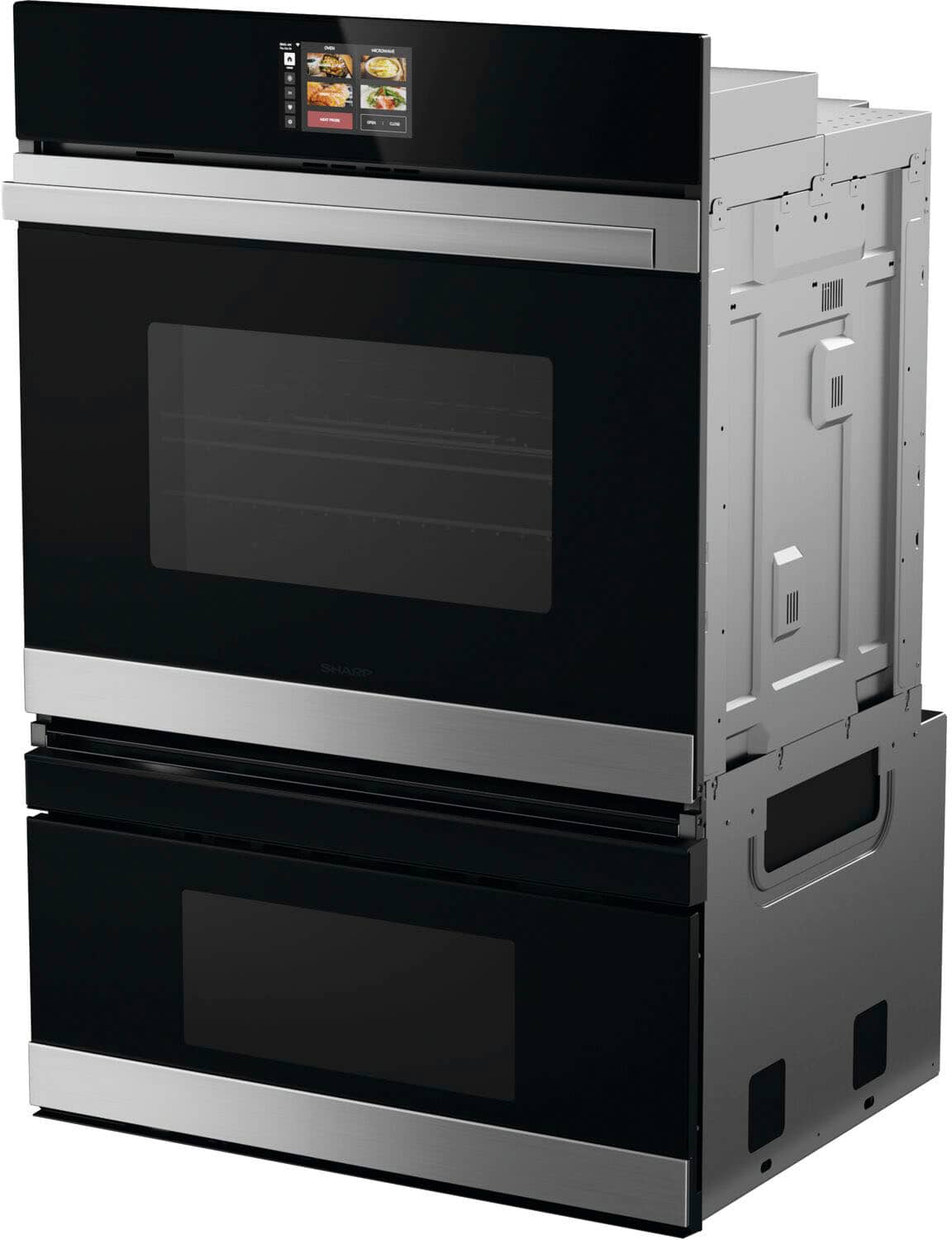 Left View: Sharp - 30 In Smart Convection Wall Oven and Microwave Drawer Combination for Single Cutout with Alexa Compatibility - Black