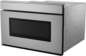Sharp - 24 In 1.2 CuFt Built-In Smart Microwave Drawer Oven with Easy Wave Open in Stainless Steel - Black - Front_Zoom