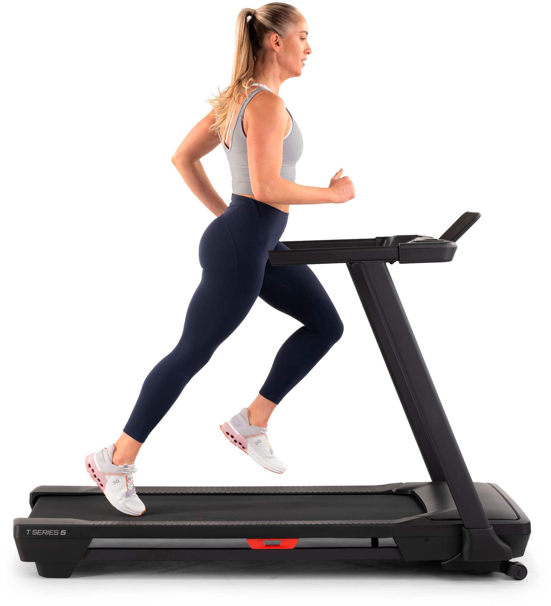 Left View: NordicTrack T 5 S; Treadmill for Running and Walking - Black