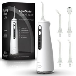 AquaSonic - Elite Rechargeable Water Flosser with 4 Tips, 4 Modes & Portable - White - Angle_Zoom