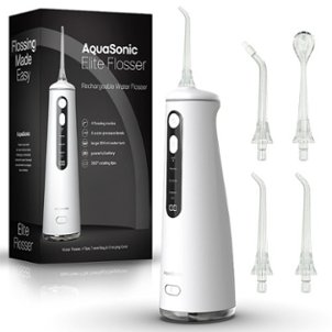 AquaSonic - Elite Rechargeable Water Flosser with 4 Tips, 4 Modes & Portable - White