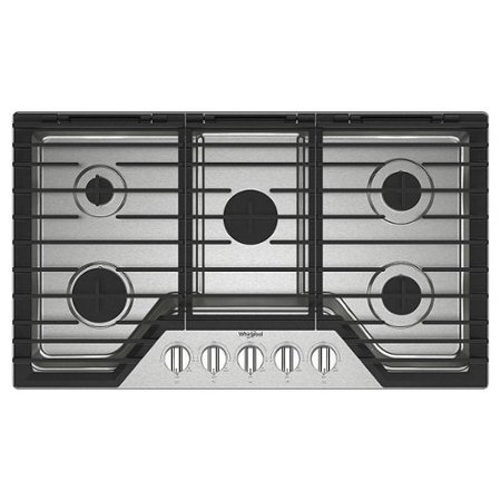 Whirlpool - 36" Built-In Gas Cooktop with Fifth Burner - Stainless Steel