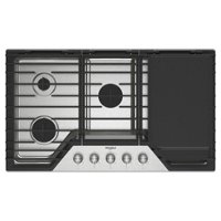 Whirlpool - 36" Built-In Gas Cooktop with 2-in-1 Hinged Grate to Griddle - Stainless Steel - Front_Zoom
