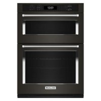 KitchenAid - 27" Built-In Electric Convection Double Wall Combination with Microwave and Air Fry Mode - Black Stainless Steel - Front_Zoom