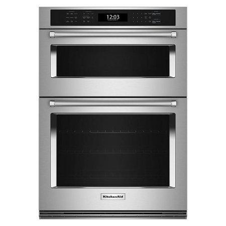 KitchenAid - 27" Built-In Electric Convection Double Wall Combination with Microwave and Air Fry Mode - Stainless Steel